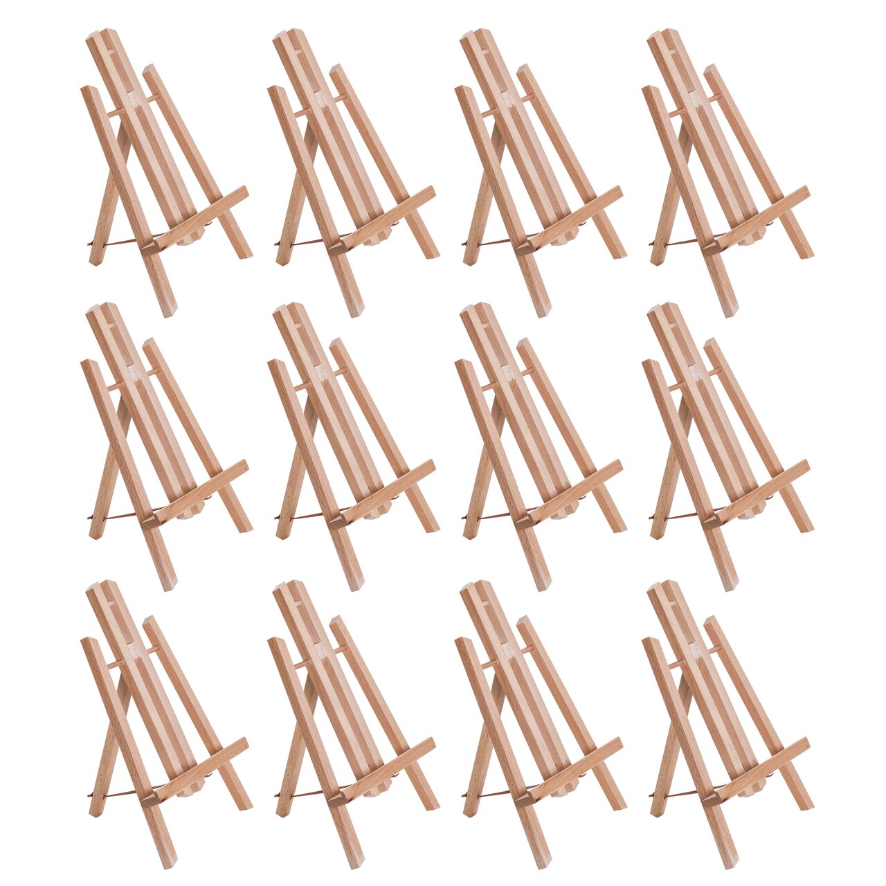11" Small Tabletop Display Easel - Beechwood Artist A-Frame Display Stand, Wooden Easel for Painting, Canvas Stand, (Pack of 12) Classrooms Events Photo Picture Sign Holder